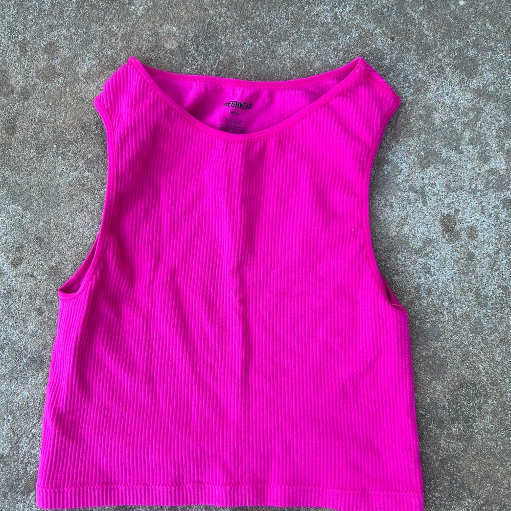 Vibrant Pink Ribbed Tank Top